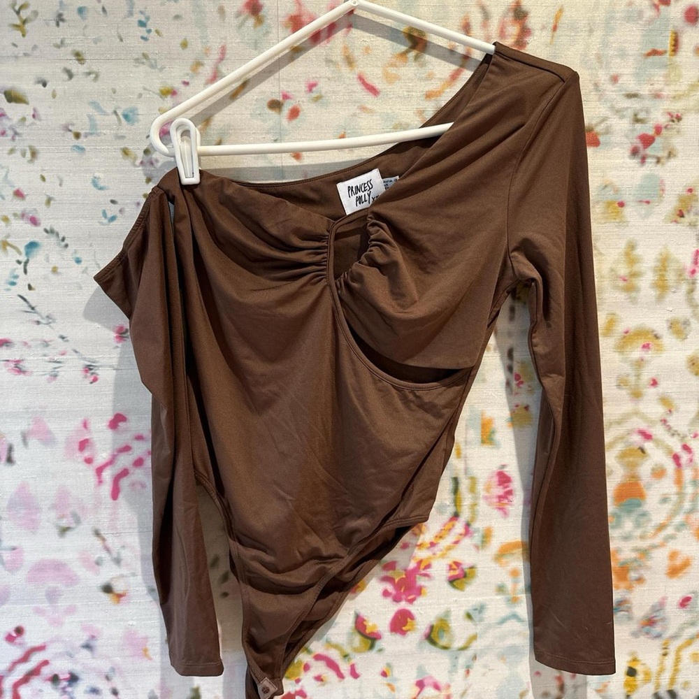 Princess Polly Chocolate Off-Shoulder Top